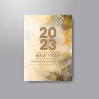 Happy new year 2023 card template with watercolor background vector