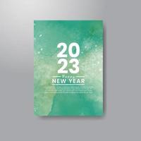 Happy new year 2023 card template with watercolor background vector