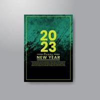 Happy new year 2023 card template with watercolor background vector