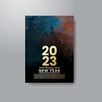 Happy new year 2023 card template with watercolor background vector