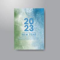Happy new year 2023 card template with watercolor background vector