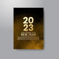 Happy new year 2023 card template with watercolor background vector