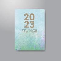 Happy new year 2023 card template with watercolor background vector