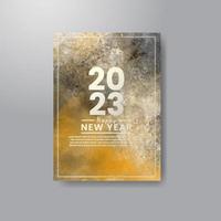 Happy new year 2023 card template with watercolor background vector