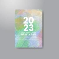 Happy new year 2023 card template with watercolor background vector