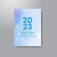 Happy new year 2023 card template with watercolor background vector