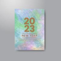 Happy new year 2023 card template with watercolor background vector