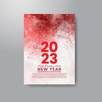 Happy new year 2023 card template with watercolor background vector