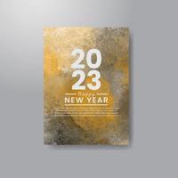 Happy new year 2023 card template with watercolor background vector