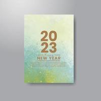 Happy new year 2023 card template with watercolor background vector