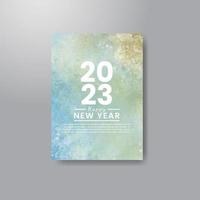 Happy new year 2023 card template with watercolor background vector