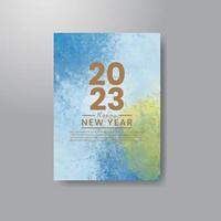 Happy new year 2023 card template with watercolor background vector