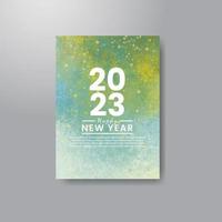 Happy new year 2023 card template with watercolor background vector