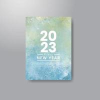 Happy new year 2023 card template with watercolor background vector