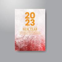 Happy new year 2023 card template with watercolor background vector