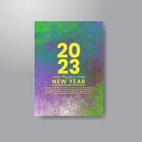 Happy new year 2023 card template with watercolor background vector