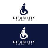 Logotipo de apoyo para personas con discapacidad apasionada. ilustración del logotipo de la silla de ruedas. vector