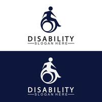 Logotipo de apoyo para personas con discapacidad apasionada. ilustración del logotipo de la silla de ruedas. vector