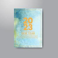 Happy new year 2023 card template with watercolor background vector