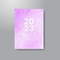 Happy new year 2023 card template with watercolor background vector