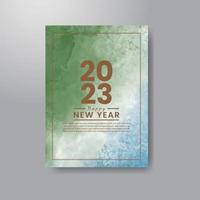 Happy new year 2023 card template with watercolor background vector