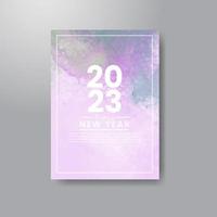 Happy new year 2023 card template with watercolor background vector