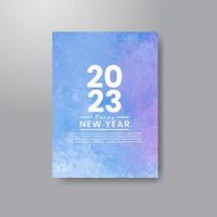 Happy new year 2023 card template with watercolor background vector