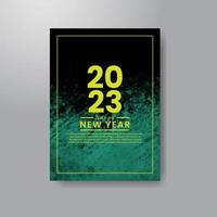 Happy new year 2023 card template with watercolor background vector