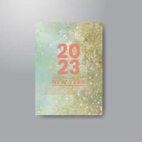 Happy new year 2023 card template with watercolor background vector