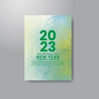 Happy new year 2023 card template with watercolor background vector