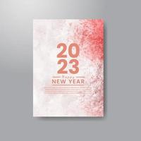 Happy new year 2023 card template with watercolor background vector