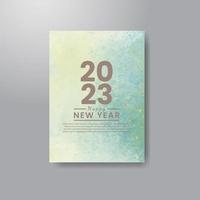 Happy new year 2023 card template with watercolor background vector