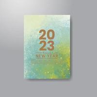 Happy new year 2023 card template with watercolor background vector