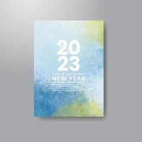 Happy new year 2023 card template with watercolor background vector