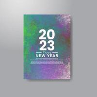 Happy new year 2023 card template with watercolor background vector
