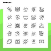 conjunto de iconos de línea de baloncesto conjunto 25 iconos diseño de estilo minimalista vectorial conjunto de iconos negros paquete de pictogramas lineales vector