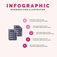 Document Analytics Data Copy Paper Resume Solid Icon Infographics 5 Steps Presentation Background vector