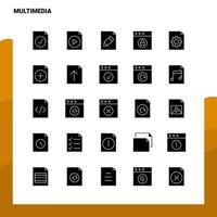 25 Multimedia Icon set Solid Glyph Icon Vector Illustration Template For Web and Mobile Ideas for business company