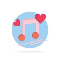 nodo de música letras de nodo canción de amor fondo de círculo abstracto icono de color plano vector