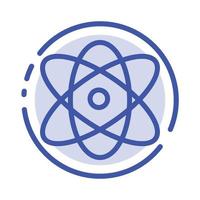 átomo educación física ciencia azul línea punteada icono de línea vector