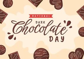 día mundial del chocolate negro el 1 de febrero por la salud y la felicidad que trae el choco en la ilustración de plantillas dibujadas a mano de dibujos animados de estilo plano vector