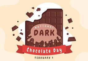 día mundial del chocolate negro el 1 de febrero por la salud y la felicidad que trae el choco en la ilustración de plantillas dibujadas a mano de dibujos animados de estilo plano vector