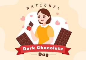 día mundial del chocolate negro el 1 de febrero por la salud y la felicidad que trae el choco en la ilustración de plantillas dibujadas a mano de dibujos animados de estilo plano