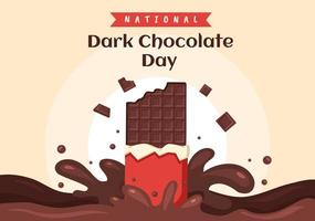 día mundial del chocolate negro el 1 de febrero por la salud y la felicidad que trae el choco en la ilustración de plantillas dibujadas a mano de dibujos animados de estilo plano vector