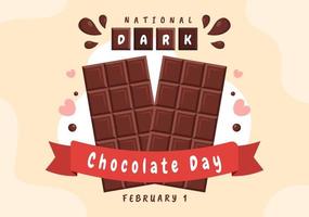 día mundial del chocolate negro el 1 de febrero por la salud y la felicidad que trae el choco en la ilustración de plantillas dibujadas a mano de dibujos animados de estilo plano vector