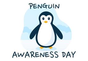 Happy Penguin Awareness Day on January 20th to Maintain the Penguins Population and Natural Habitat in Flat Cartoon Hand Drawn Templates Illustration vector