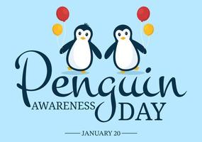 Happy Penguin Awareness Day on January 20th to Maintain the Penguins Population and Natural Habitat in Flat Cartoon Hand Drawn Templates Illustration vector