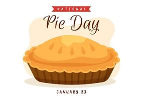 National Pie Day on January 23 with Food Consisting of Pastry Shells and Various Fillings in Flat Cartoon Hand Drawn Templates Illustration vector