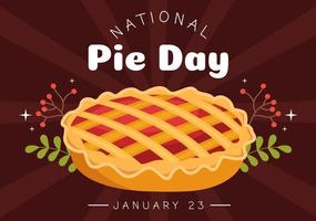 National Pie Day on January 23 with Food Consisting of Pastry Shells and Various Fillings in Flat Cartoon Hand Drawn Templates Illustration vector