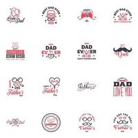 16 Black and Pink Happy Fathers Day Design Collection A set of twelve brown colored vintage style Fathers Day Designs on light background Editable Vector Design Elements